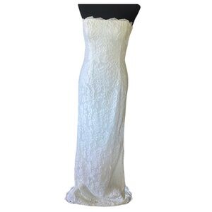 Adrianna Papell Strapless White Lace Dress